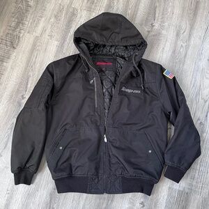 SNAP ON TOOLS HOODED JACKET INSULATED WINTER COAT ZIP UP ALL BLACK M medium